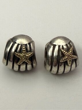 Retired Two-Tone Seashell & Starfish Charm Pair – 14k Gold – Pandora 790249